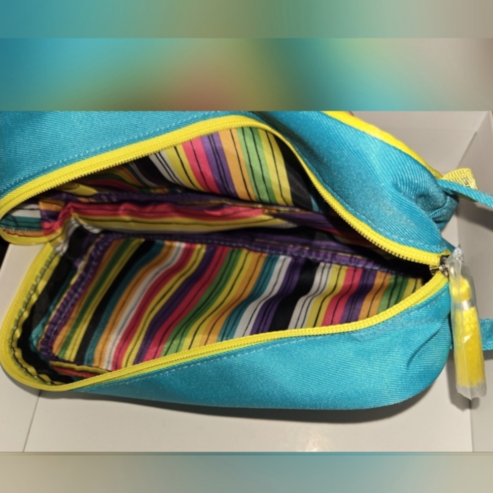 Vibrant Turquoise Blue Women's Clinique Collab Cosmetic Bag